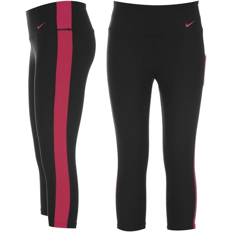 Nike Tight Poly Three Quarter Pants Ladies Black/Pink 8 (XS)