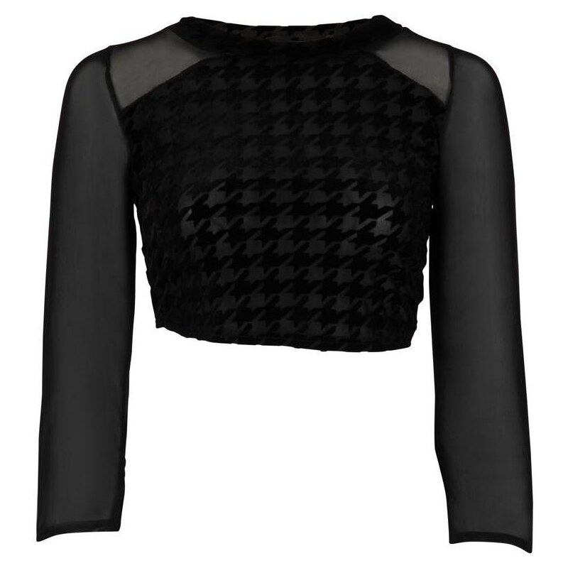 At Republic Dog Tooth Crop Top Black 10 (S)