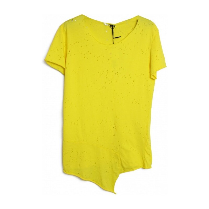 MADE in ITALY Pánské tričko s dírami - žluté, Barva žlutá, Velikost S