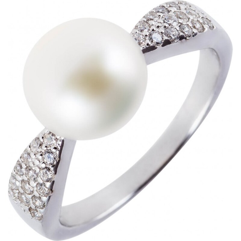 Meucci Elegantní stříbrný prsten s perlou a zirkony