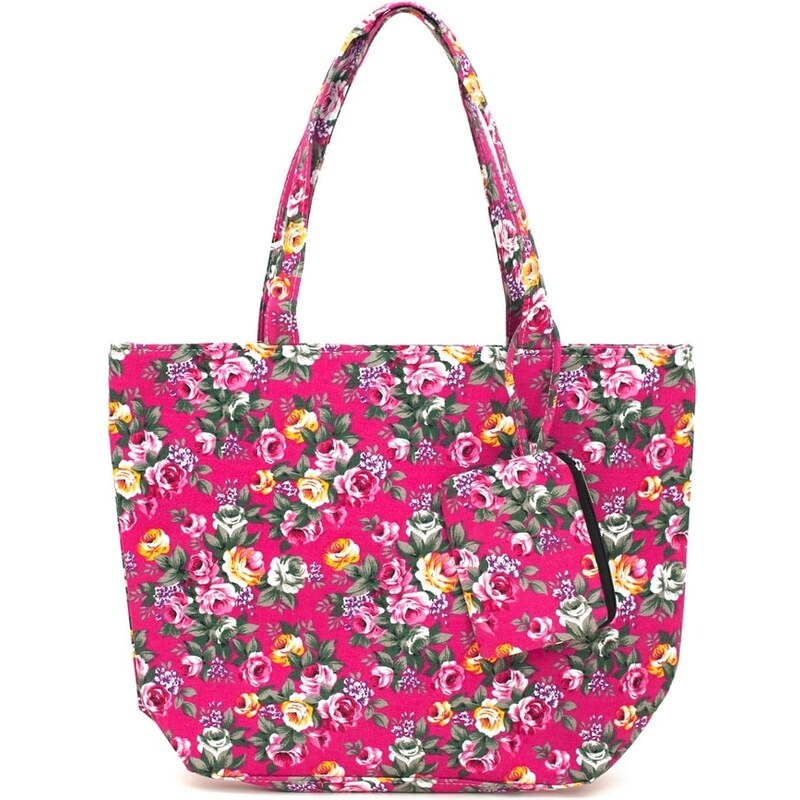 Art of Polo Pestrá taška na léto s motivem květin růžová
