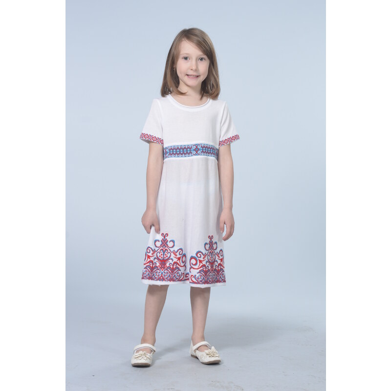 RITO Dětské bílé letní šaty s žakárovým vzorem
