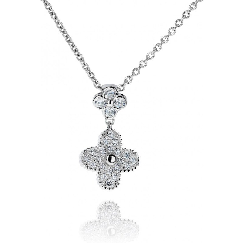 Meucci Roztomilý stříbrný náhrdelník s kytičkami