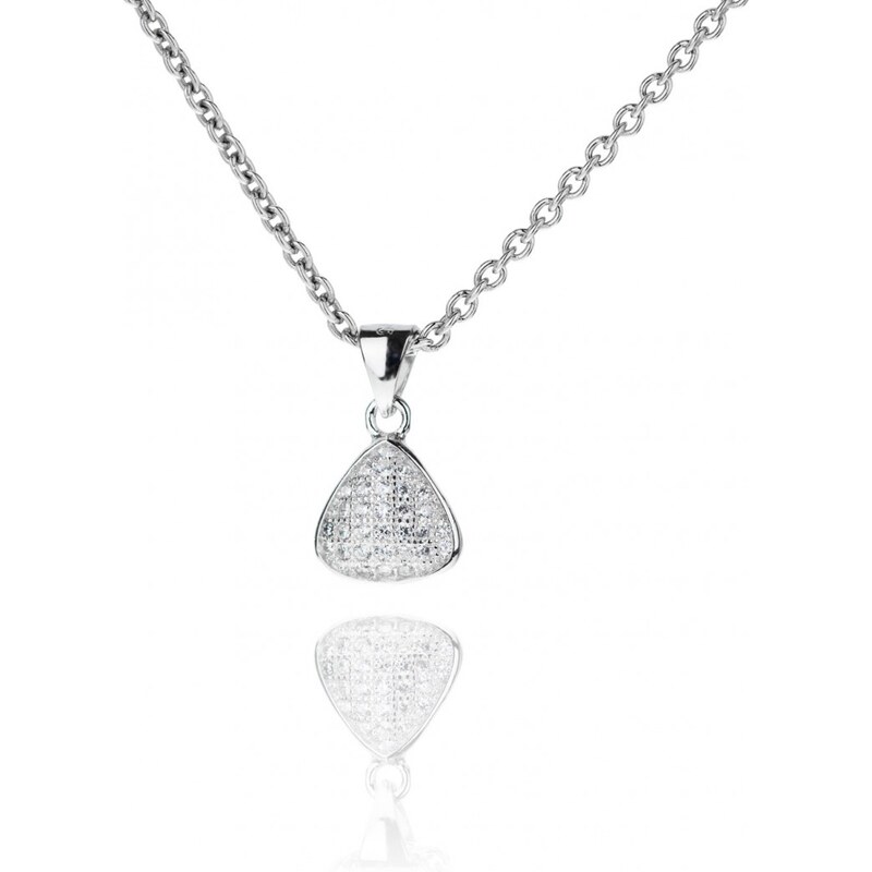 Meucci Rhodiovaný stříbrný náhrdelník s ploškou se zirkony