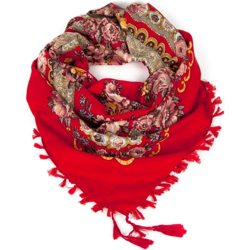 Art of Polo Folkový šátek s květy červený