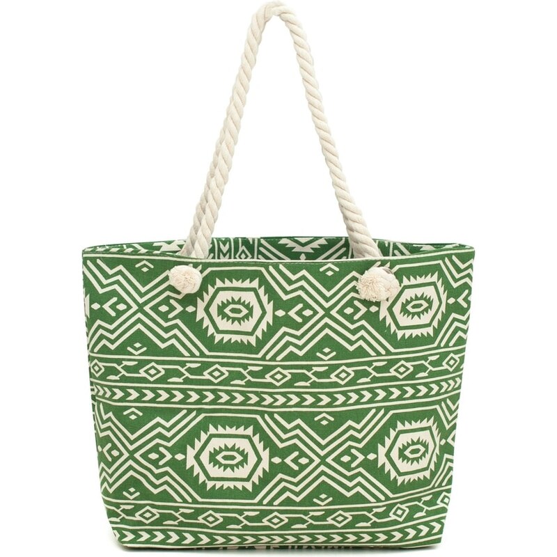Art of Polo Plážová kabelka se zelenými aztéckými vzory