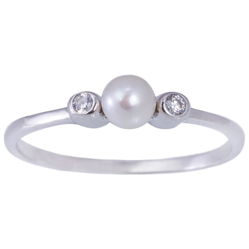 KLENOTA Stříbrný prsten s perlou a zirkony