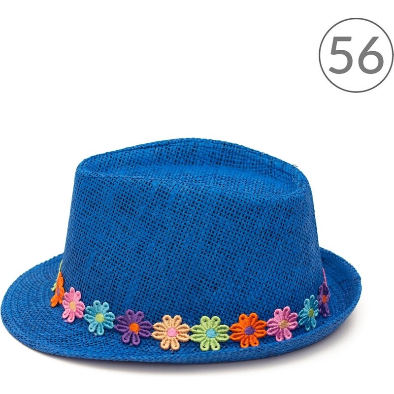 Art of Polo Trilby dívčí klobouk zdobený barevnými květinami v modré barvě