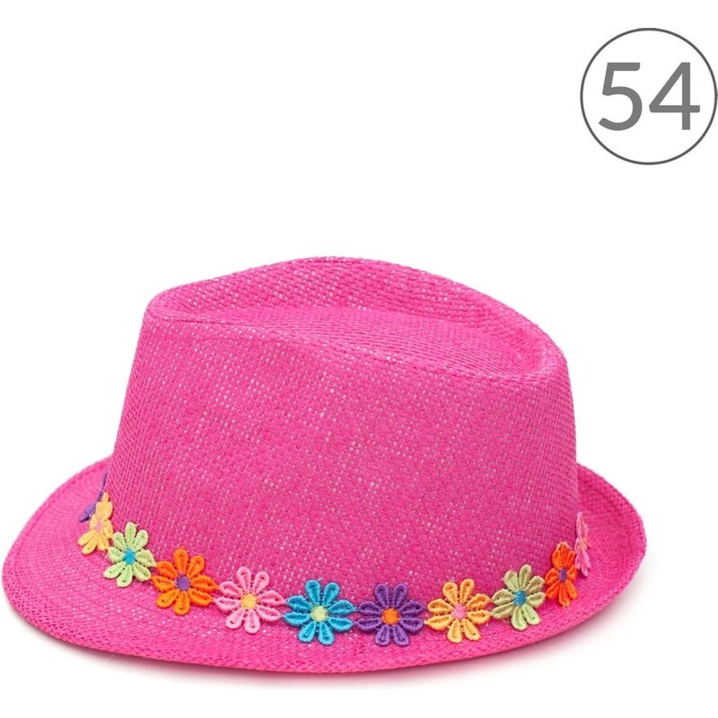 Art of Polo Trilby dívčí klobouk zdobený barevnými květinami růžový 54cm