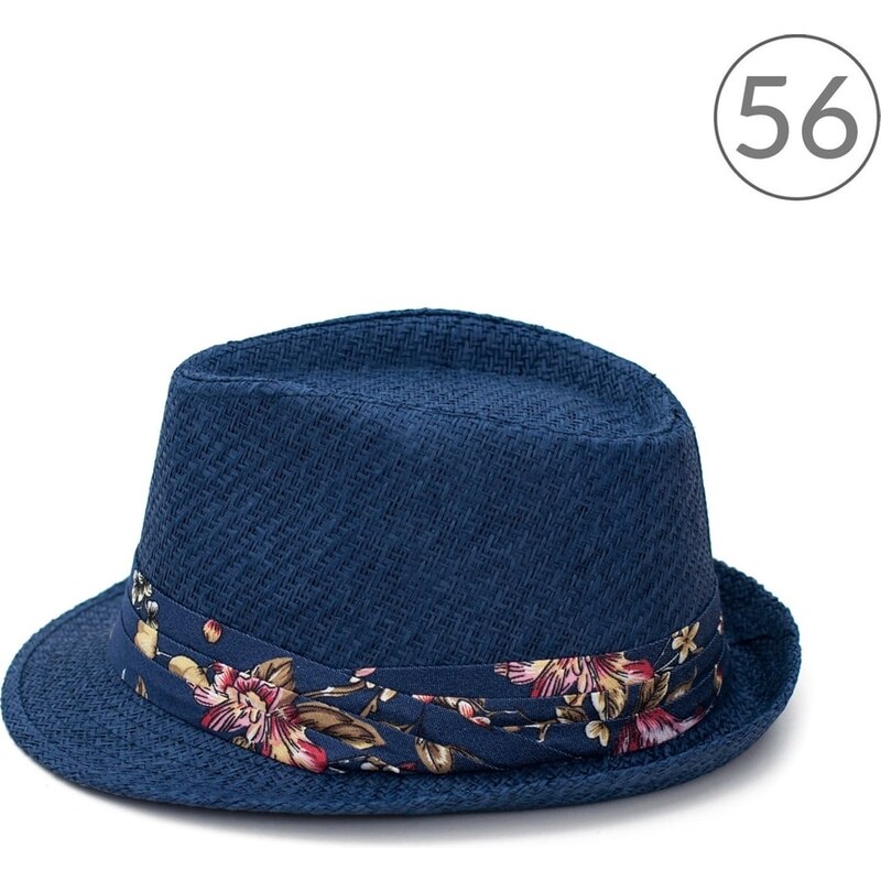 Art of Polo Trilby klobouk s květinovou ozdobou modrý 56cm