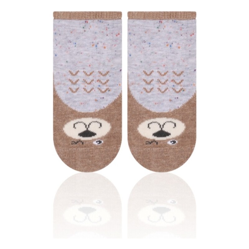 STEVEN Dětské ponožky s medvídkem - hnědo-šedé