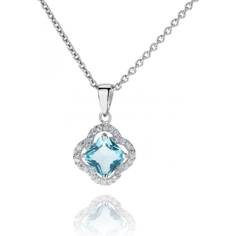 Meucci Elegantní stříbrný náhrdelník s akvamarínem