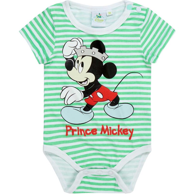 Disney Chlapecké body Mickey Mouse pruhované - zeleno-bílé