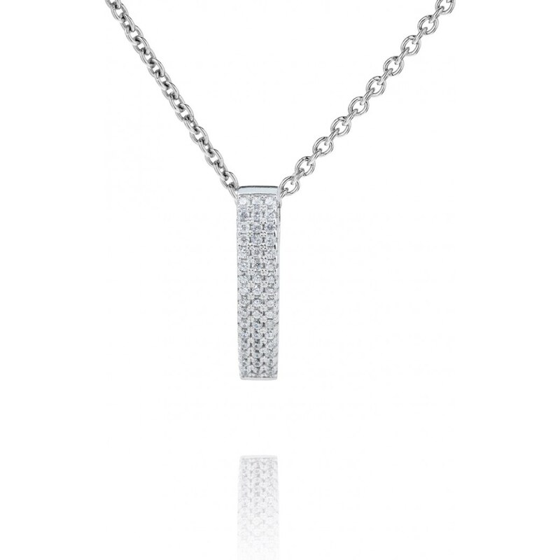Meucci Stříbrný náhrdelník se třemi řadami zirkonů