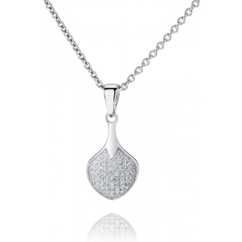 Meucci Stříbrný náhrdelník s ploškou osázenou zirkony