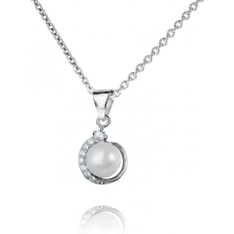 Meucci Stříbrný náhrdelník s perlou a zirkony