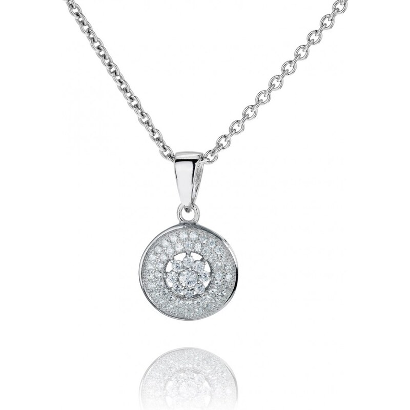 Meucci Stříbrný náhrdelník s kytičkou a kroužkem
