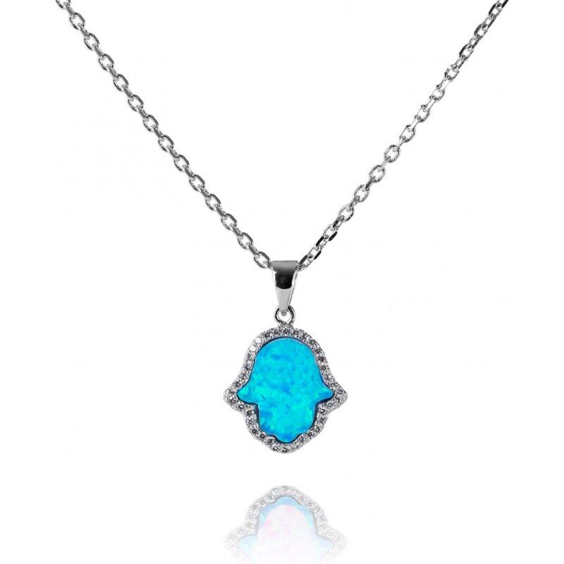 Meucci Stříbrný náhrdelník s opálovým ornamentem