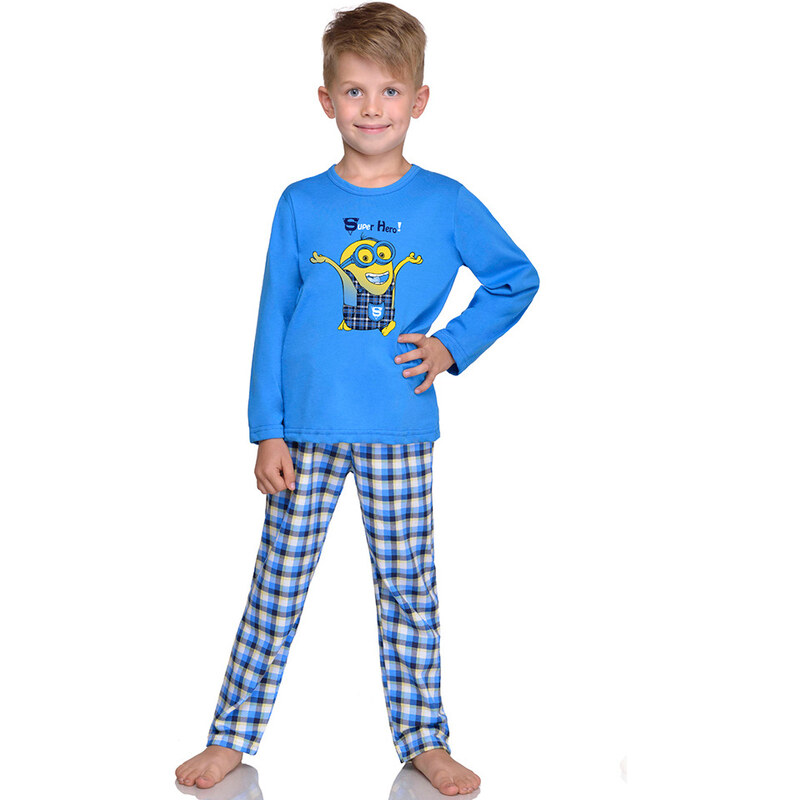 Taro Chlapecké pyžamo Mimoň super hero modré