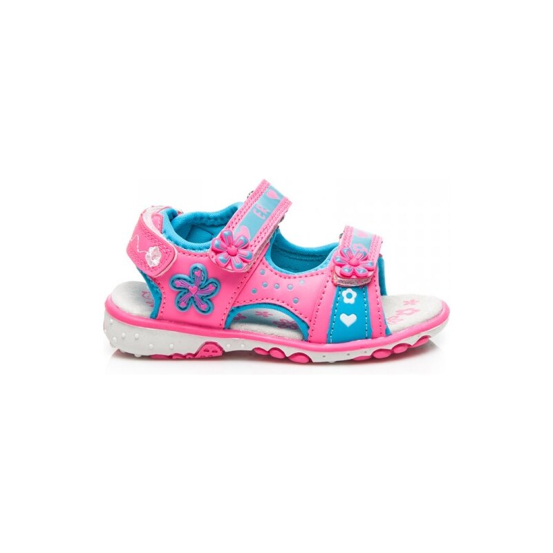 ERINO Pěkné modro-ružové dětské sandálky s květinkami