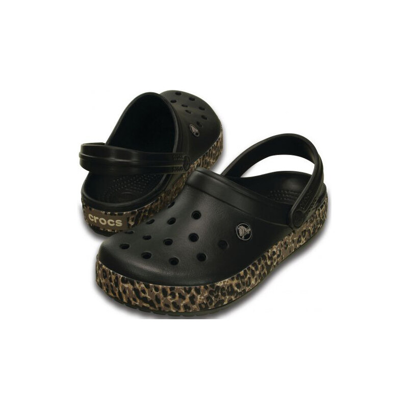 Crocs Dámské pantofle Crocband Leopard Clog Black 203171-001