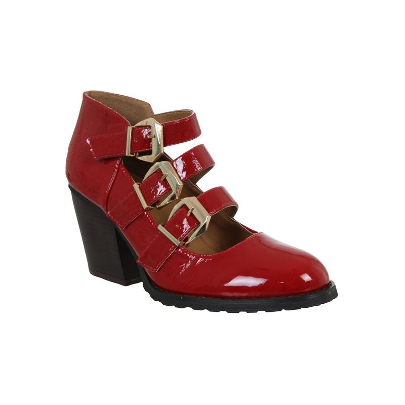Rock and Rags Rita Buckle Shoes Red 3