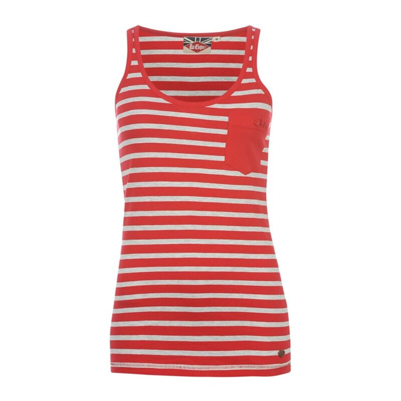 Lee Cooper Jersey Stripe Vest Ladies Red/Ash Marl 6 (XXS)