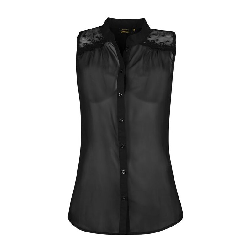 Golddigga Lace Panel Shirt Ladies Black 8 (XS)