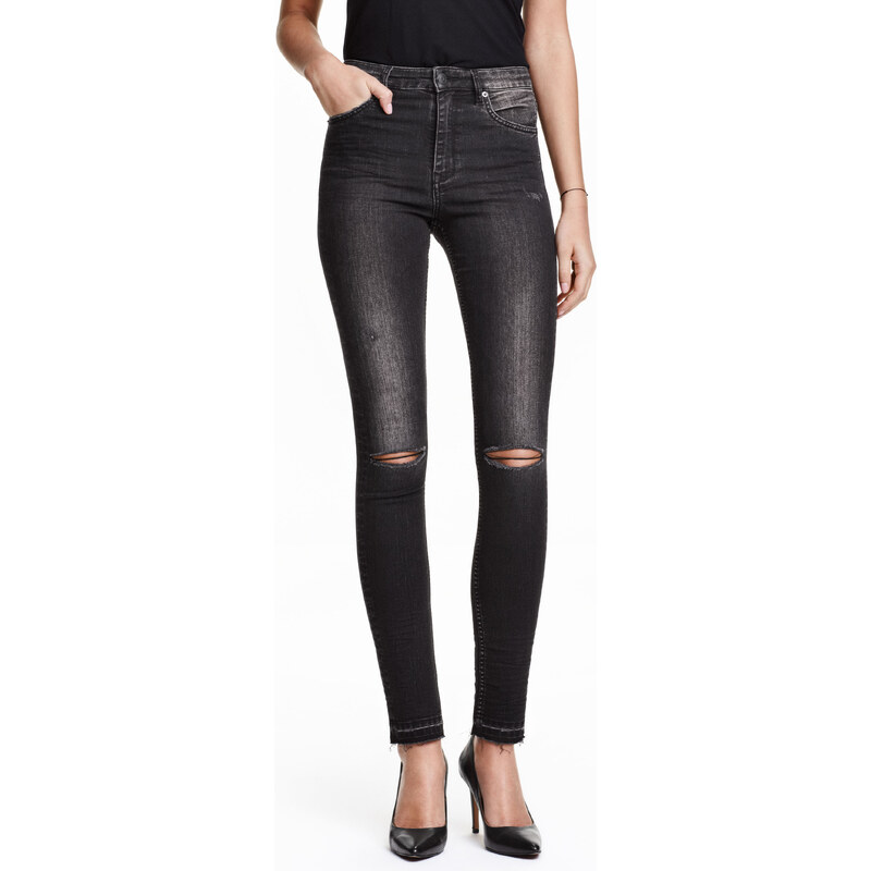 H&M Džíny Skinny High Ripped