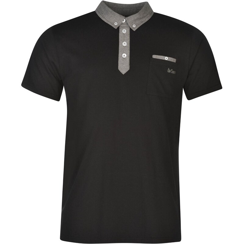Lee Cooper Short Sleeve Chambray Polo Shirt pánské Black