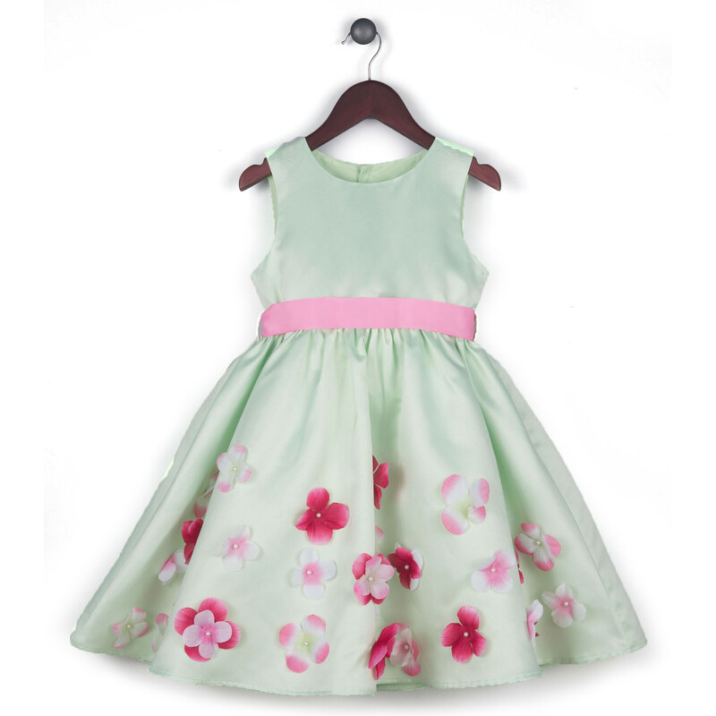 Joe and Ella Fashion Dívčí šaty Layla s květinami - světle zelené