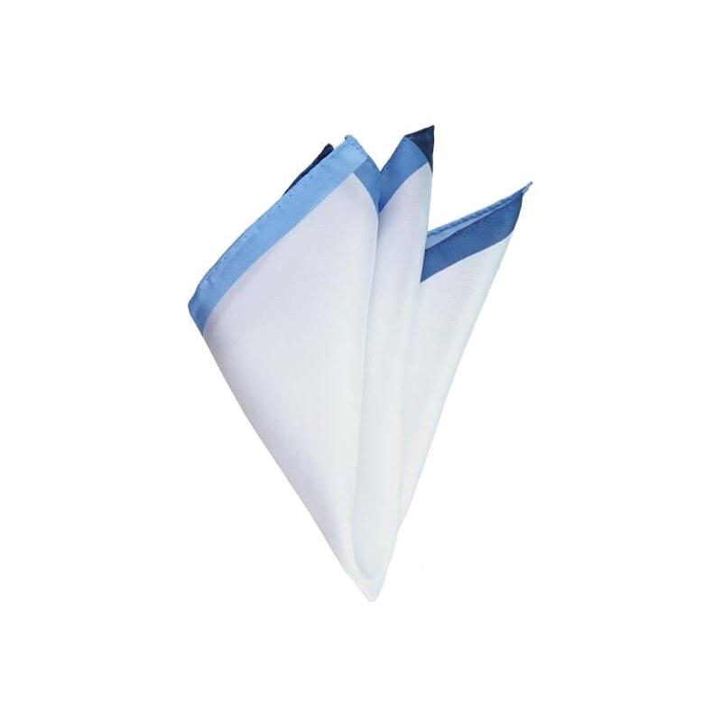 Gentleport Hedvábný kapesníček - bílý s modrým pruhem