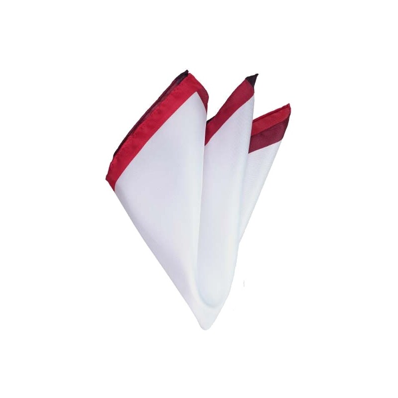 Gentleport Hedvábný kapesníček - bílý s červeným pruhem