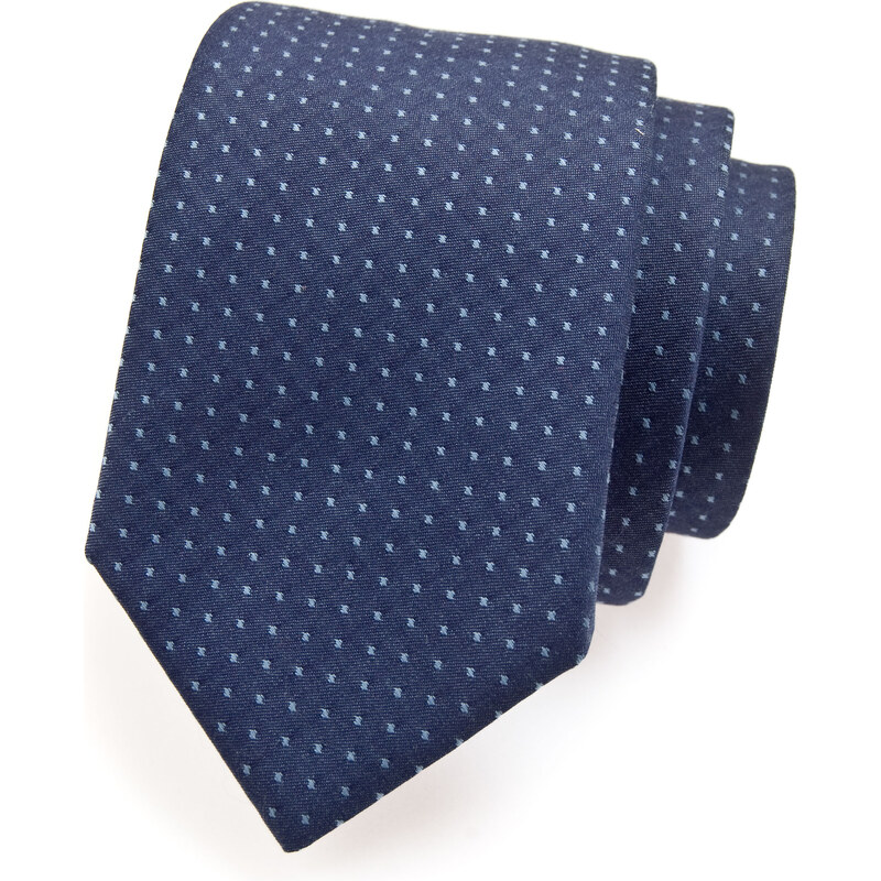 Avantgard Tmavě modrá bavlněná kravata se vzorem