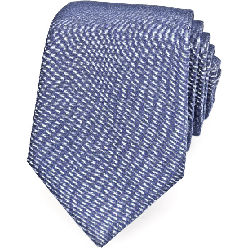 Avantgard Modrá luxusní bavlněná jednobarevná kravata