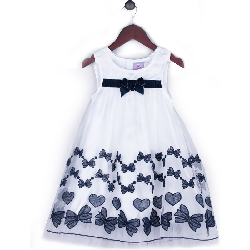 Joe and Ella Fashion Dívčí šaty Adelle s mašličkami - bílo-černé