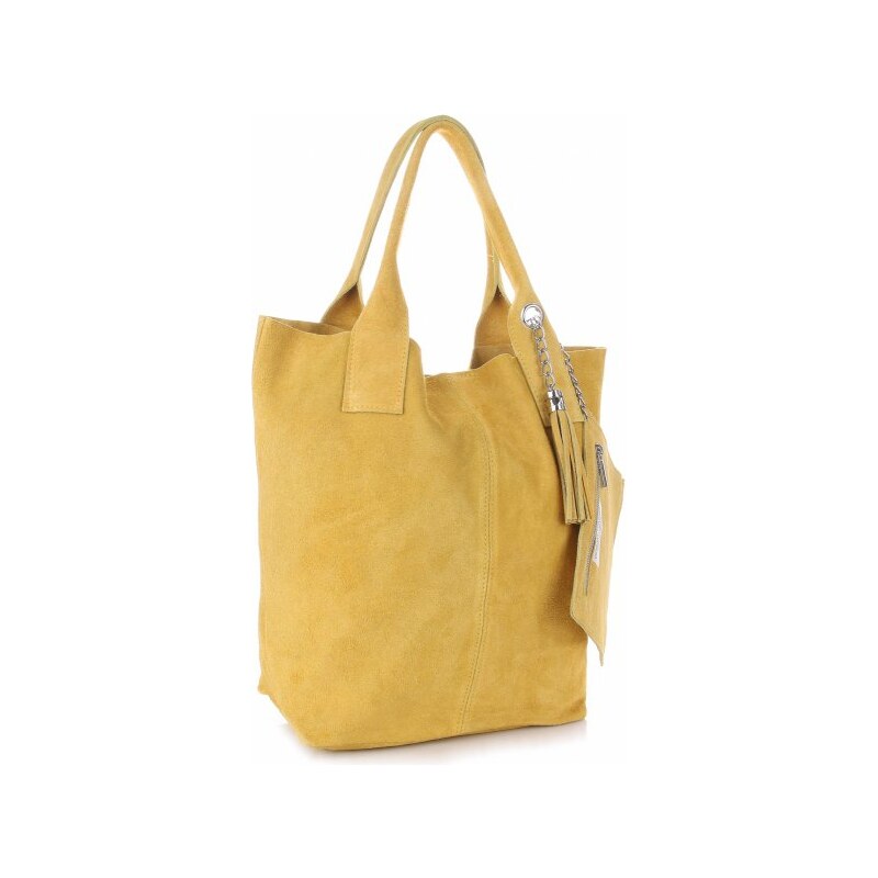 Genuine Leather Kožené kabelky Shopperbag přírodní semiš Žlutá