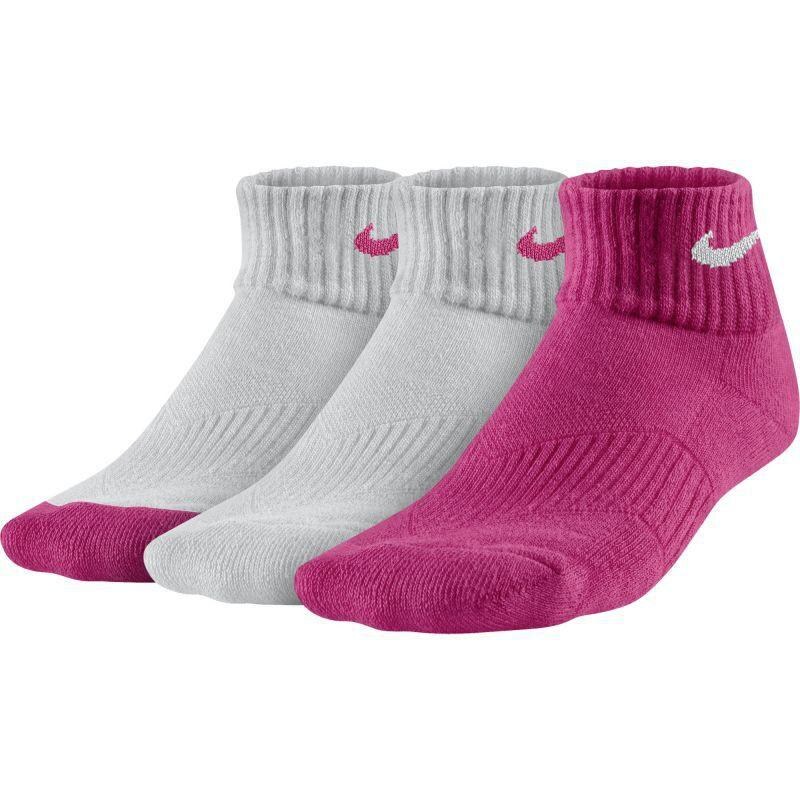 NIKE2 Ponožky Nike Cushion Quarter (3 páry) M (38-42) RŮŽOVÁ - BÍLÁ