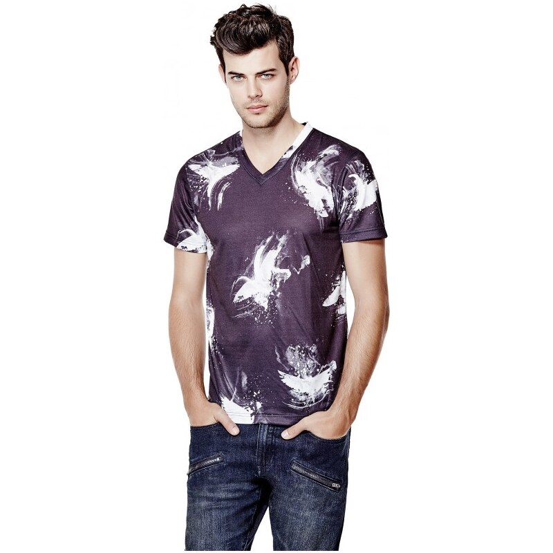 GUESS GUESS Hammond Printed V-Neck Tee - jet black