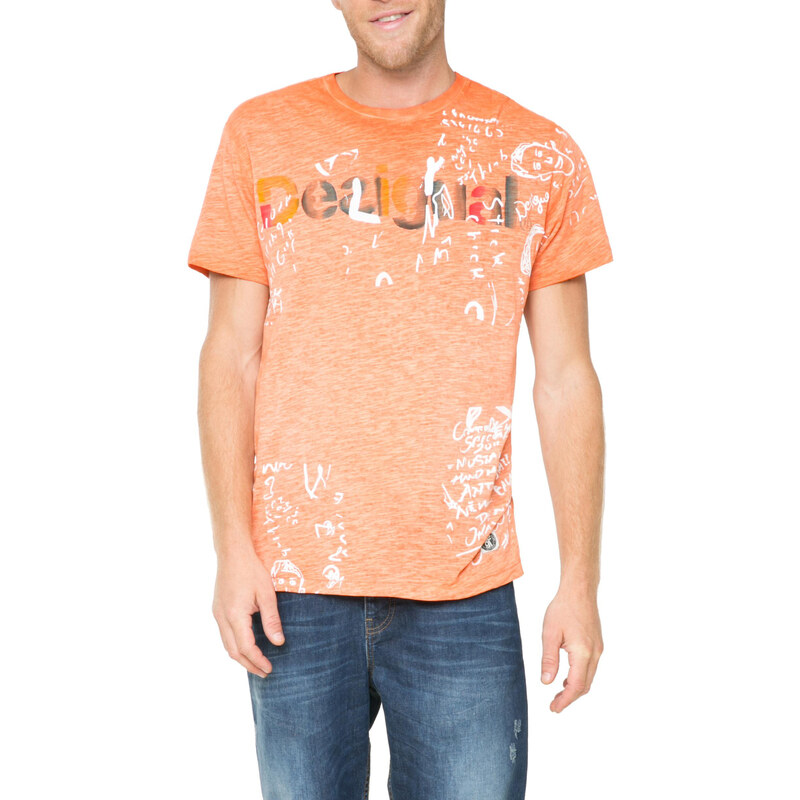 Desigual oranžové pánské triko Fresh-T