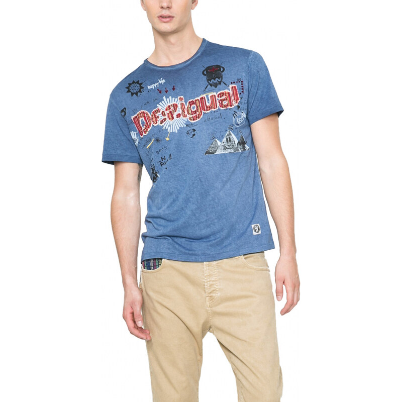 Desigual modré pánské triko Tkat Branding