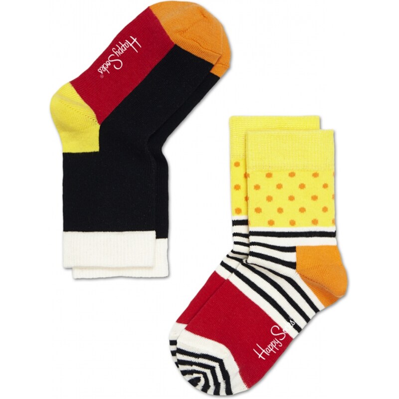 Happy Socks oranžovo-žlutá sada dětských ponožek