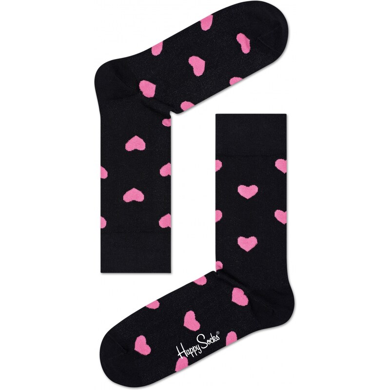 Happy Socks černo-růžové dámské ponožky Heart