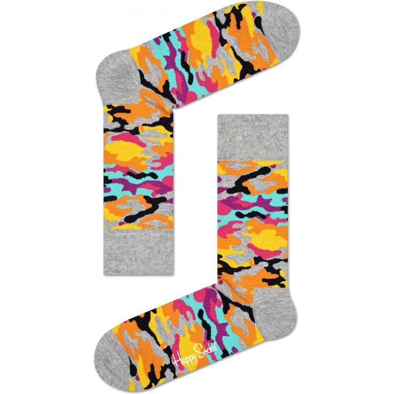Happy Socks šedé dámské ponožky s maskáčovým vzorem Bark