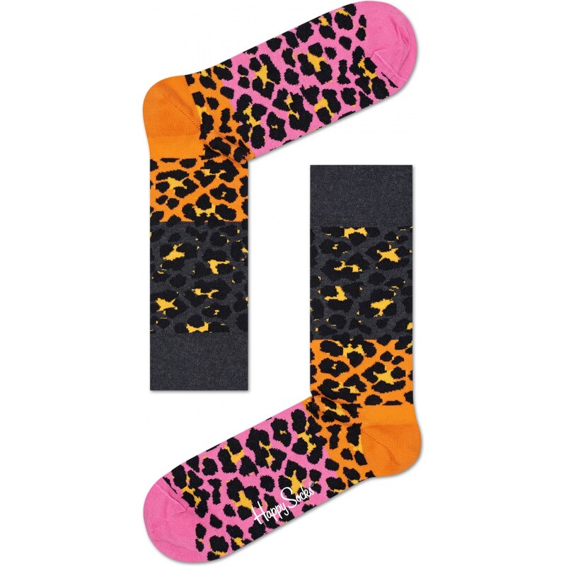 Happy Socks růžovo-šedé dámské ponožky Leopard - 41-46