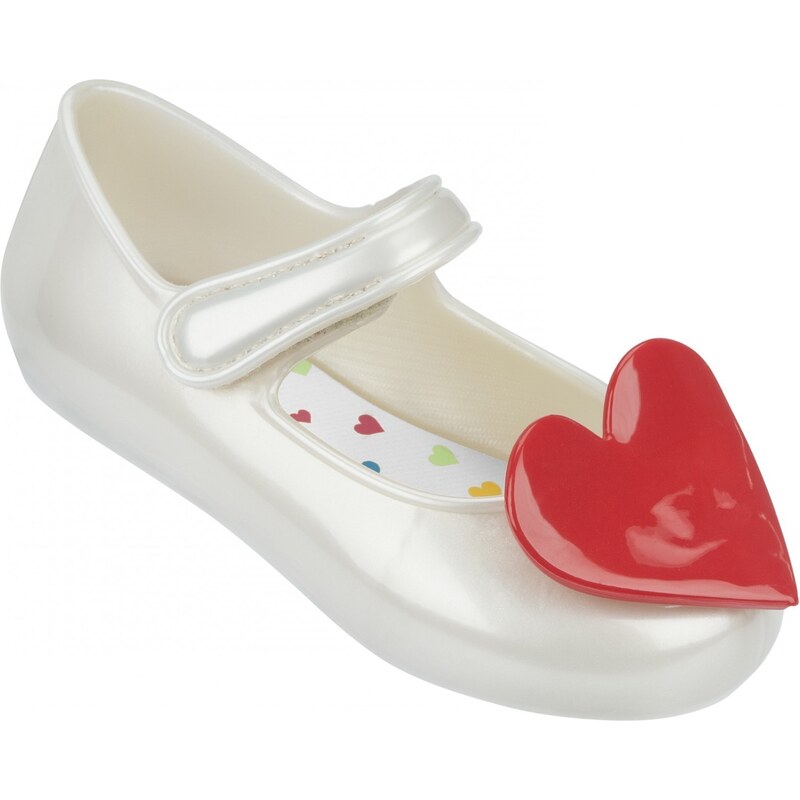 Mel by Melissa Mel bílé dětské boty Cool Baby Heart White/Red