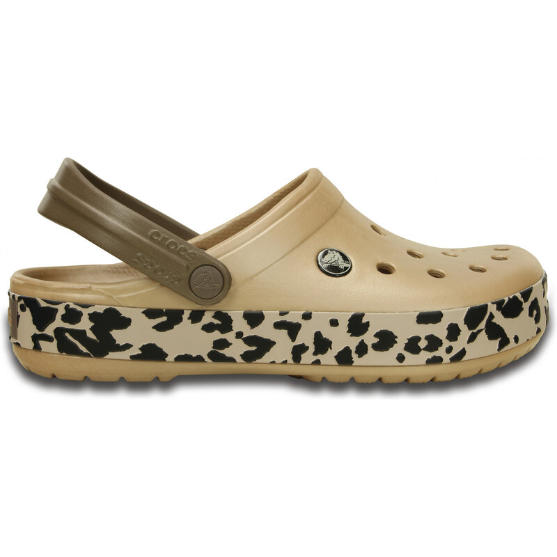 Crocs béžové pantofle Crocband Leopard Clog Gold/Black