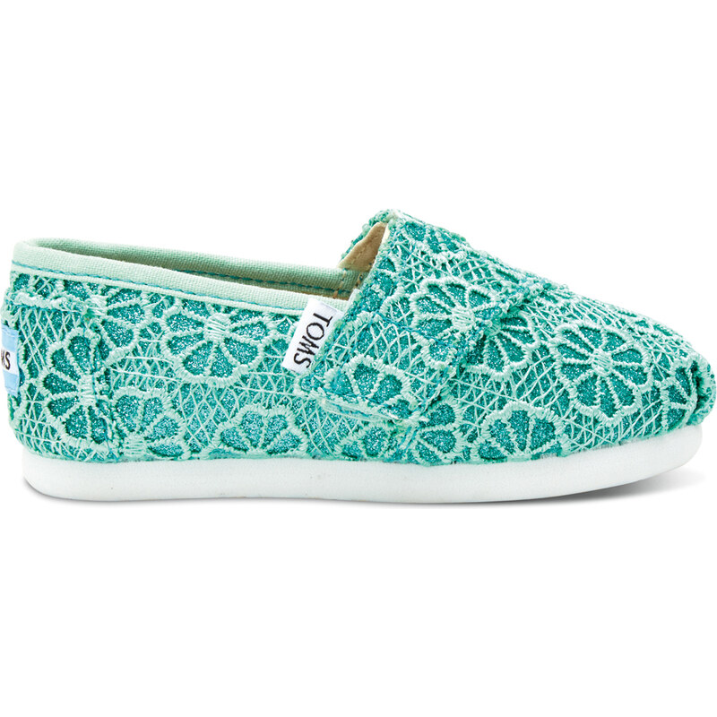 Toms dětské boty Tiny Classic/Mint Crochet Glitter - 18,5