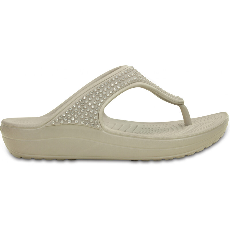 Crocs šedé žabky s platformou Sloane Diamante Flip Platinum