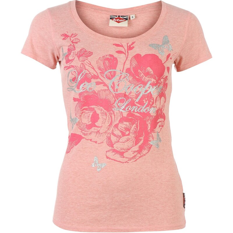 Dámské tričko Lee Cooper Glitter Logo - růžová